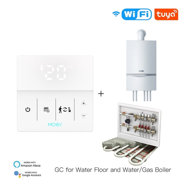 WiFi Smart Thermostat Gas Boiler Water Electric Floor Heating Controller Logo Color Adjustable Tuya Smart App Control ,Easy to Install