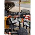 thumbnail image 4 of Outdoor Tablecloth with Umbrella Hole and Zipper, Black Christmas Square Table Cloth 54x54 Inch Waterproof Tablecloth, Santa Elk Gifts Snowflake Winter Xmas Tree Picnic Table Cover for Patio Camping, 4 of 7
