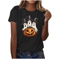 thumbnail image 2 of JOANKDMI Witches Hat Ghost Graphic T-Shirts for Women Cute Halloween Pumpkin Short Sleeve Crewneck Fall Tops Casual Loose Fit Holiday Party Tees Novelty Shirts, 2 of 9