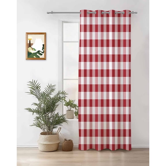 Red White Thermal Insulated Blackout Curtains for Bedroom 36 Length Buffalo Plaid Room Darkening Curtain 1 Panel Grommet Window Curtain Drape for Living Room Nursery Room