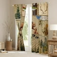 thumbnail image 3 of Erosebridal Rustic Cabin Window Curtains Jungle Bears Curtains & Drapes Country Nature Blackout Curtains Bear Paw Print Moose Butterlfy Fish Curtains Vintage Mountain Pine Tree,38x45 inch, 3 of 6