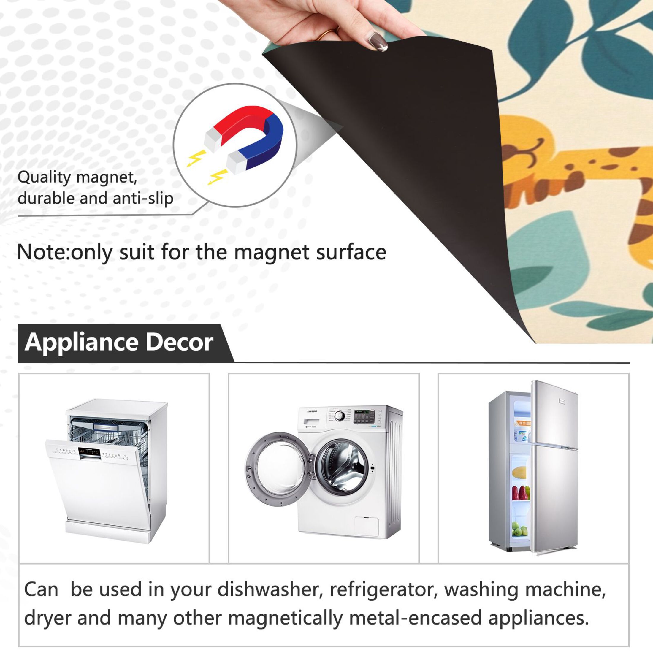 Dishwasher Magnetic Sticker 23x26 Inch Refrigerator Magnetic Sticker Washing Machine Magnetic Sticker Kitchen Panel Magnetic Sticker Home Decor Cool Cartoon Animals