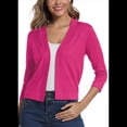 thumbnail image 2 of Cardigan Court à Manches 3/4 pour Femmes, Élégant Boléro pour Femmes, Rose Rouge, TG, 2 of 7