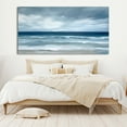 thumbnail image 2 of Large Blue Ocean Wave Oil Painting on Canvas Wall Art Original Abstract Seascape Painting Grey Sea Handmade Living Room Wall Decor,Unstretched,Frameless,(91*182cm)36*72lnches, 2 of 5