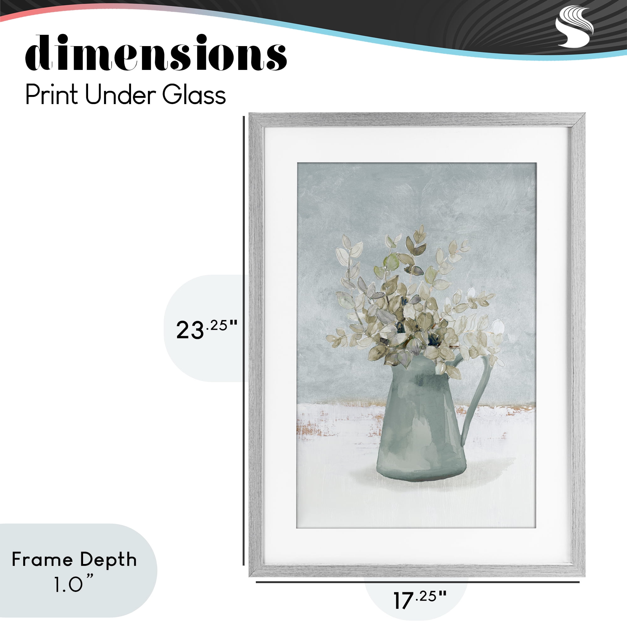 Stupell Industries Blue Botanical Arrangement Gray Framed Print Under Glass, design by Lanie Loreth