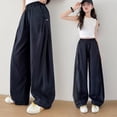 thumbnail image 5 of CPNG Girls Casual Sweatpants Solid Color Wide Leg Elastic Waist Baggy Sweatpants Loose Lightweight Street Style Pants, 5 of 5