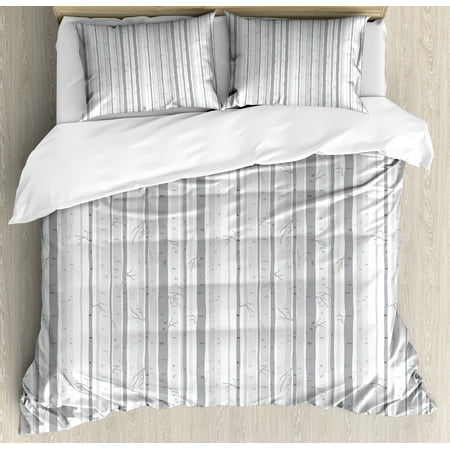 Grey And White Duvet Cover Set Birch Tree Grove Leafless Branches