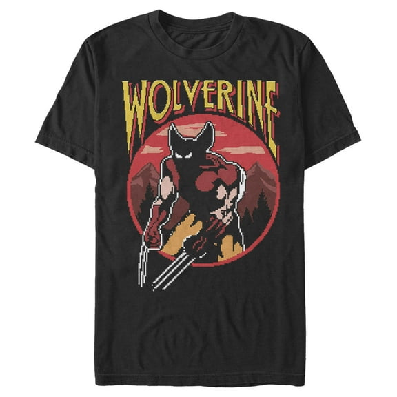 Men's Marvel X-Men Pixel Wolverine  Graphic Tee Black Medium