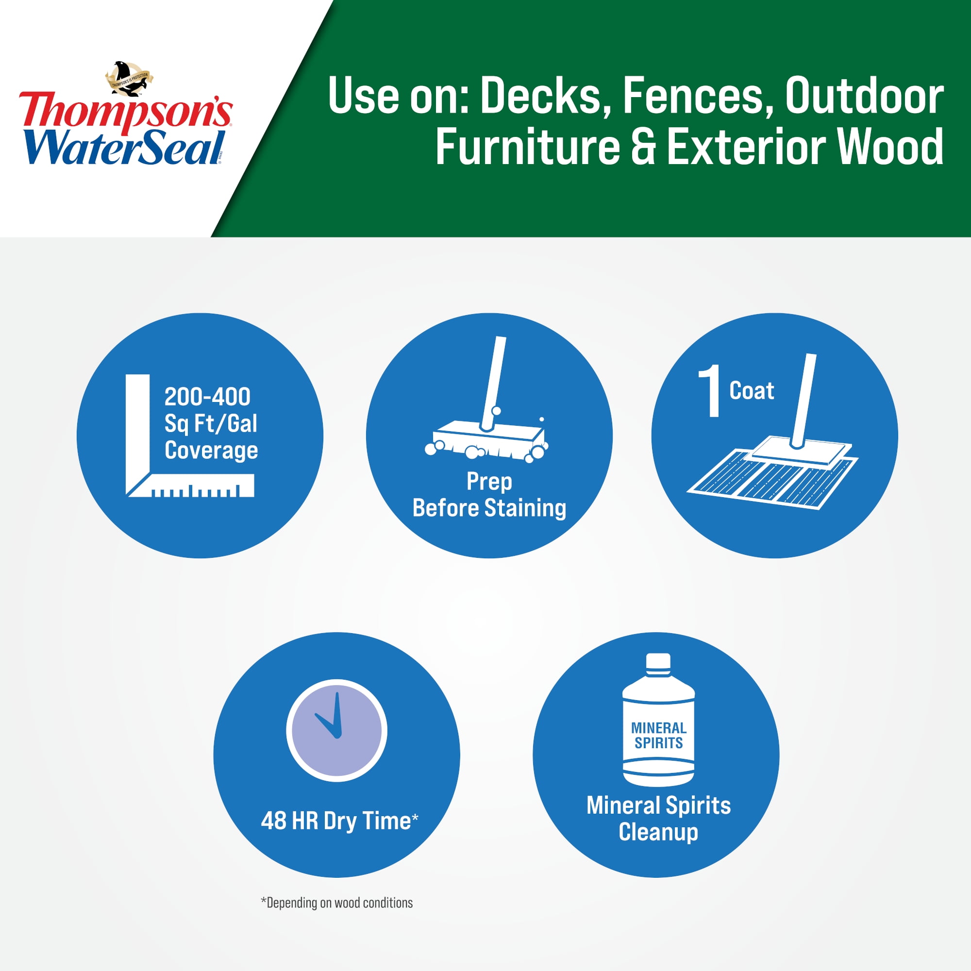 Thompson's WaterSeal Waterproofer Plus Wood Protector, Clear, 1 Gallon