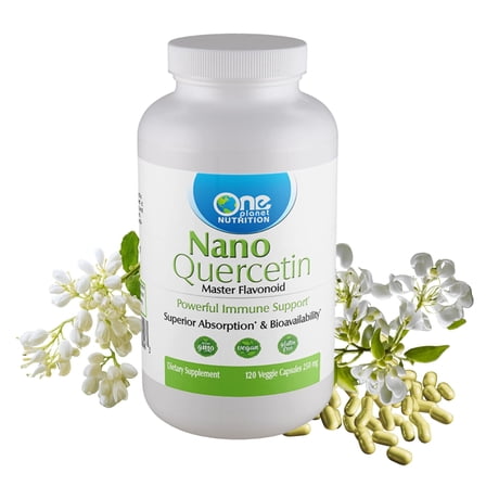 One Planet Nutrition Nano Quercetin 250 mg Veggie Capsules (120 Servings), Natural Quercetin Extract, Nano for Enhanced Absorption, Supports Immune and Antioxidant Health, Non-GMO, Gluten-Free