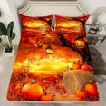 thumbnail image 2 of Manfei Orange Pumpkin Sheet Set Twin,Maple Leaf Bedding Sets Twin Size,Thanksgiving Day Twin Sheet Sets,Super Cozy Autumn Bedroom Decoration,3pcs, 2 of 6
