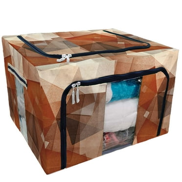 PKQWTM Grungy and grainy bleached Storage Bag Clear Window Storage Bins Boxes Large Capacity Foldable Stackable Organizer With Steel Metal Frame For Bedding,Clothes,Closets, Bedrooms