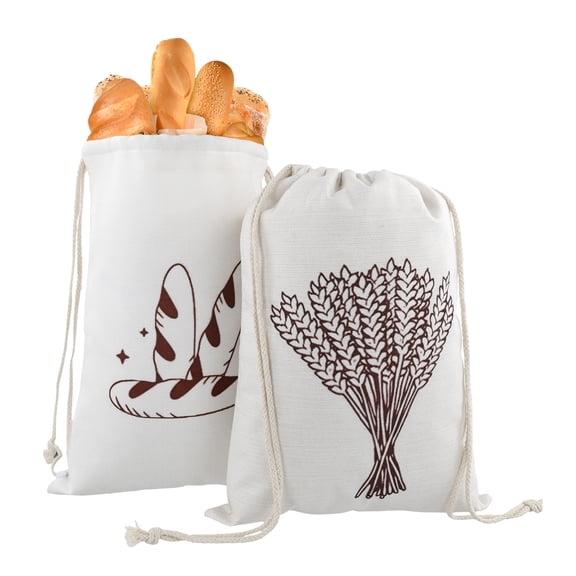 Adifare 2Pcs Linen Bread Bags for Homemade Bread Reusable Bread Container Drawstring Storage Bags Large Linen Saver Bag for Bread Storage Bakers 16x12in