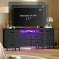 thumbnail image 2 of CuisinAid 63-Inch Long Dresser TV Stand with LED lights & Power Outlet, Entertainment Center with 10 Fabric Drawers Dressers for Bedroom,Black, 2 of 8