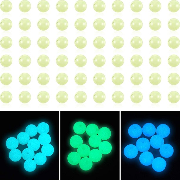 60 Pieces Quartz Pearl Balls UV Reactive Quartz Balls 6 mm Green, Blue
