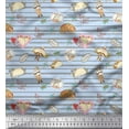 thumbnail image 1 of Soimoi Blue Cotton Voile Fabric Tacos & Stripe Printed Fabric 1 Yard 56 Inch Wide, 1 of 3