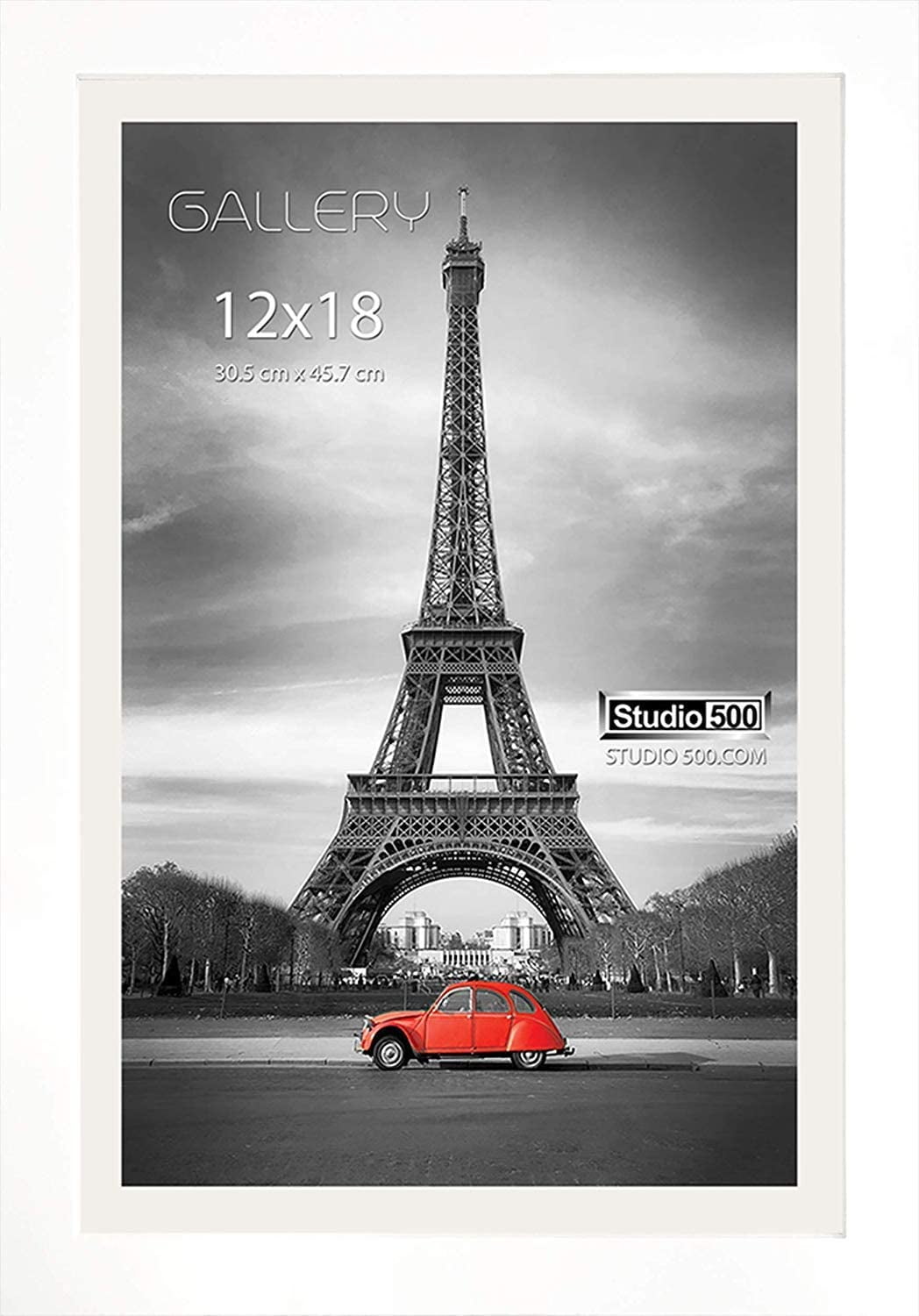 Studio 500 Luxury Collection Gallery 1-Opening 12" x 18" Matted to 11" x 17" Wood Brushed White Poster Frames, 4 Count