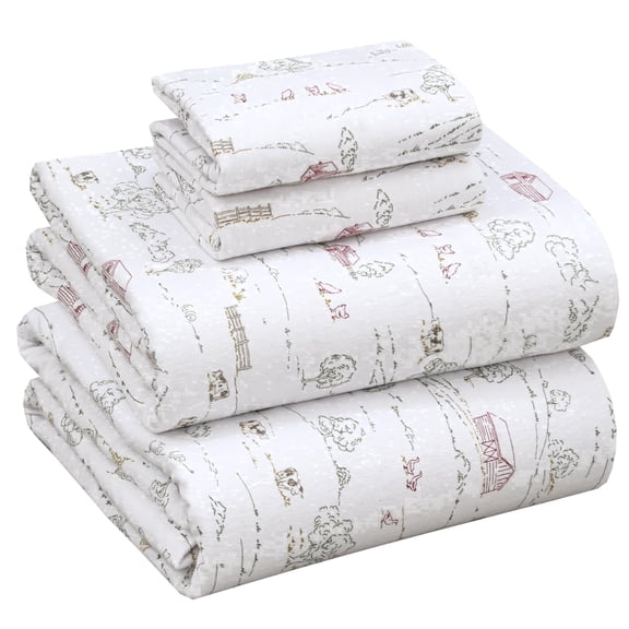 RUVANTI Flannel Sheets Full Size - 100% Cotton Double Brushed Bed Sheets Set, Deep Pockets 16 Inches, All Seasons Breathable & Extra Soft Full Sheets, Warm & Cozy, 4 Piece, Rustic Homestead