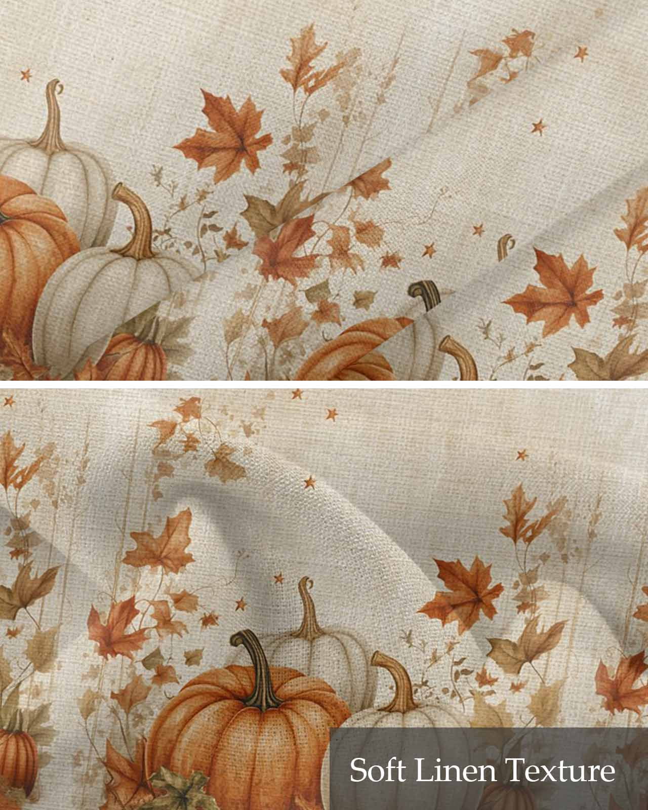 Thanksgiving Pumpkins Kitchen Valances for Windows Farmhouse Linen Window Valance Curtain for Living Room Window Treatment Fall Maple Leaves Rustic Vintage Valance Rod Pocket Topper, 54 x 18 Inch