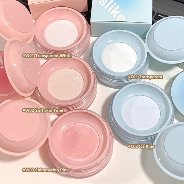 Transparent Matte Loose Powder Long Lasting Mesh Non-removable Oil Control Concealing Setting Powder Blue Pink Shimmering PowderW02 He Qiyong unisex