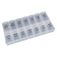 thumbnail image 1 of 2uds. Pastillero portátil para 7 días, almacenamiento de pastillas de viaje 2 veces al día (pequeño blanco), 1 of 3