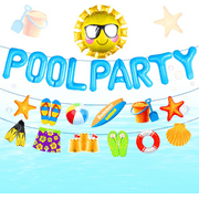 Pool Party Decoration Blue Beach Party Supplies Summer Sun Balloons for Luau Hawaii Beach Pool Party