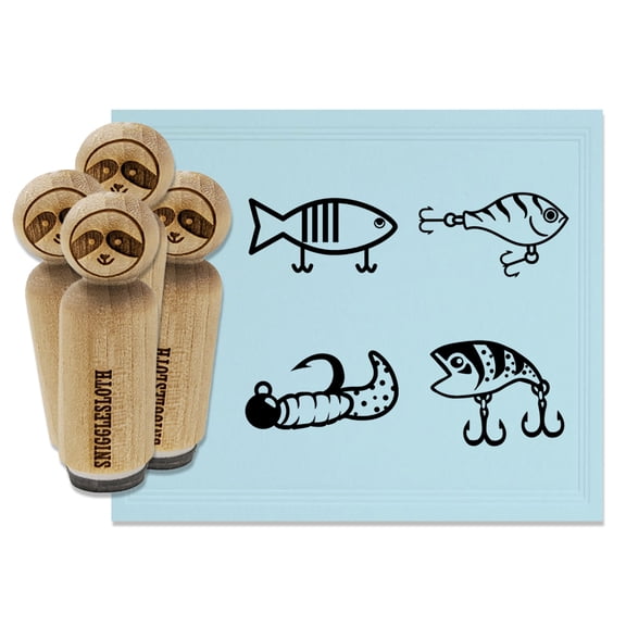 Fish Fishing Lures Bait Hook Rubber Stamp Set for Scrapbooking Crafting Stamping - Mini 1/2 Inch