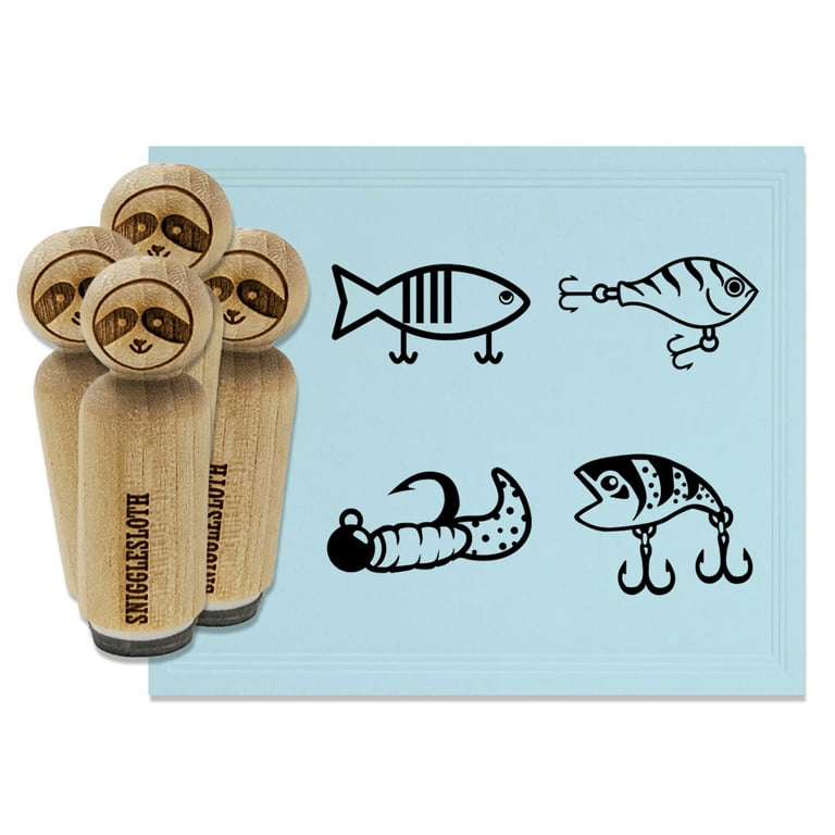 Fish Fishing Lures Bait Hook Rubber Stamp Set for Scrapbooking Crafting  Stamping - Mini 1/2 Inch 