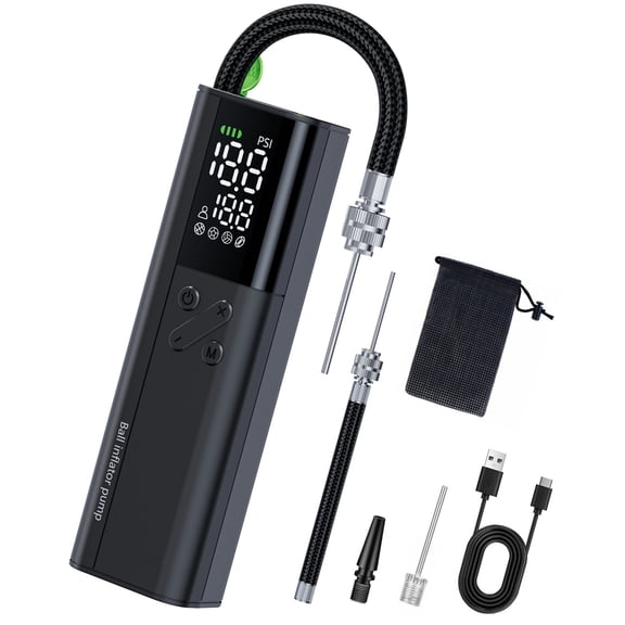 GIMFOOM Electric Ball Pump with Gauge, 4X Faster Cordless Basketball Pump, Portable Air Pump with Needle, 18 PSI  Automatic Ball Pump for All Balls