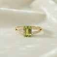 thumbnail image 3 of 7X5MM Emerald Cut Peridot 925 Sterling Silver Gold Vermeil Solitaire Women Valentines Day Gifts Ring, 3 of 7