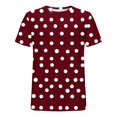 thumbnail image 4 of Rggeeun Mens Tee Shirts Dots Pattern Short Sleeve Crew Neck Loose Fit Soft Breathable for Summer Office Wear Casual Tees,Red,M, 4 of 5