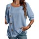 thumbnail image 1 of Camiseta Informal Holgada de Corta con Cuello Redondo y Botones de Algodón y para Mujer, Estilo Formal y de Trabajo Azul XL, 1 of 7