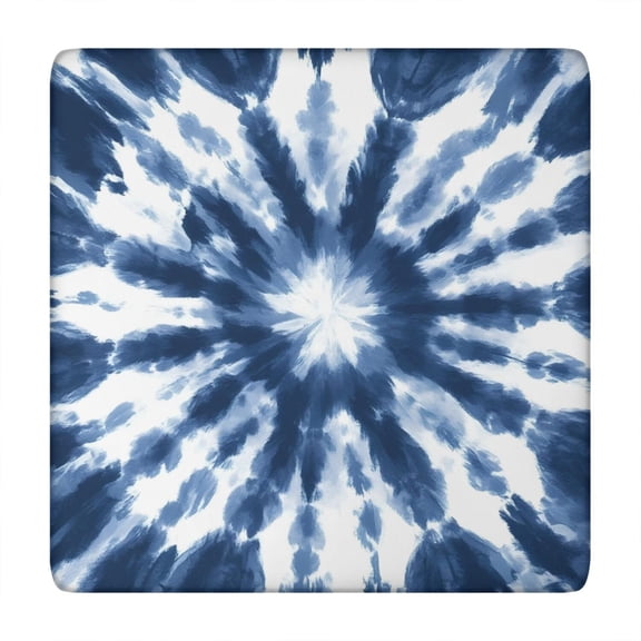 Blue White Tie Dye Mandala Pattern Square Fitted Tablecloth with Elastic Edge,Square Table Cover,Washable Elastic Table Cover for Home Kitchen Party Decor 34"x34"