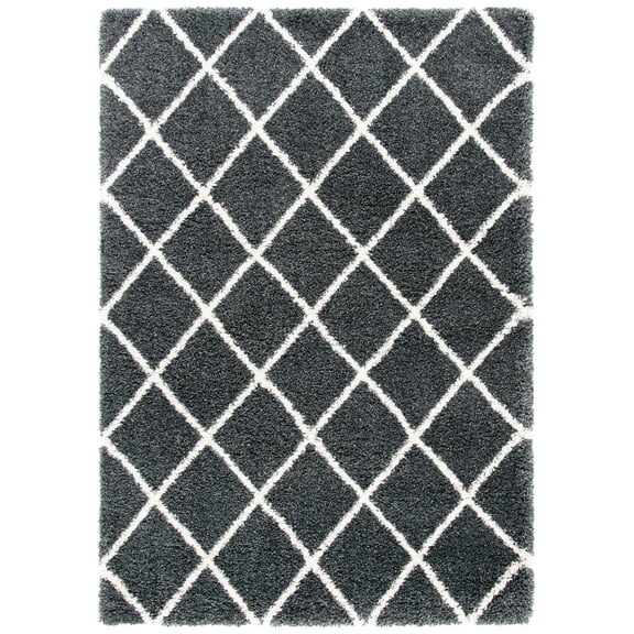SAFAVIEH Hudson Shag Jackson Trellis Runner Rug, Dark Grey/Ivory, 2'3" x 8'