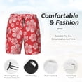 thumbnail image 5 of Qekee Red Hibiscus Flower print Mens Swim Quick Dry Stretch Swim Shorts Lining Bathing Suits Swimwear Beach Shorts with Pockets, 5 of 9