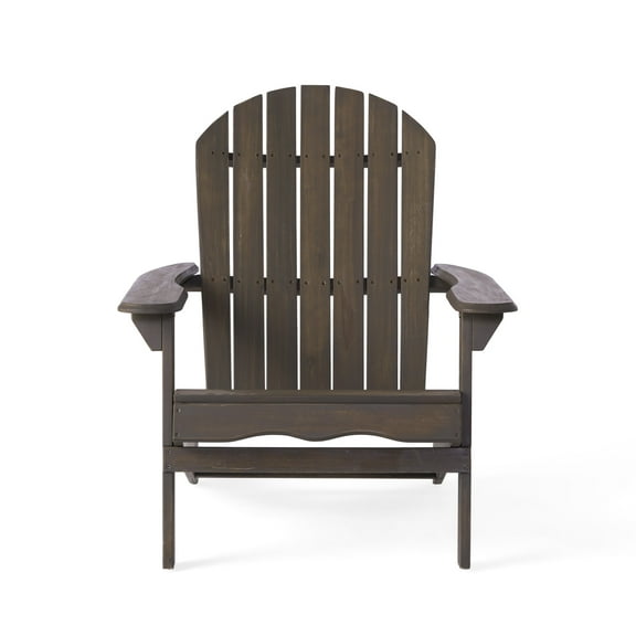 Denise Outdoor Rustic Acacia Wood Folding Adirondack Chair, Gray