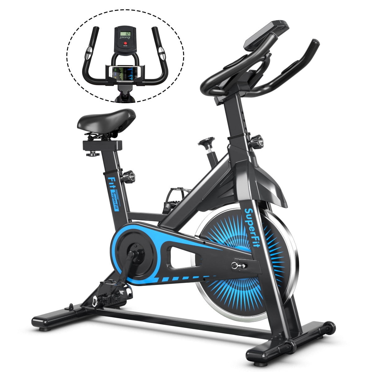 SuperFit Indoor Cycling Stationary Bike Belt Drive Adjustable See Details Black