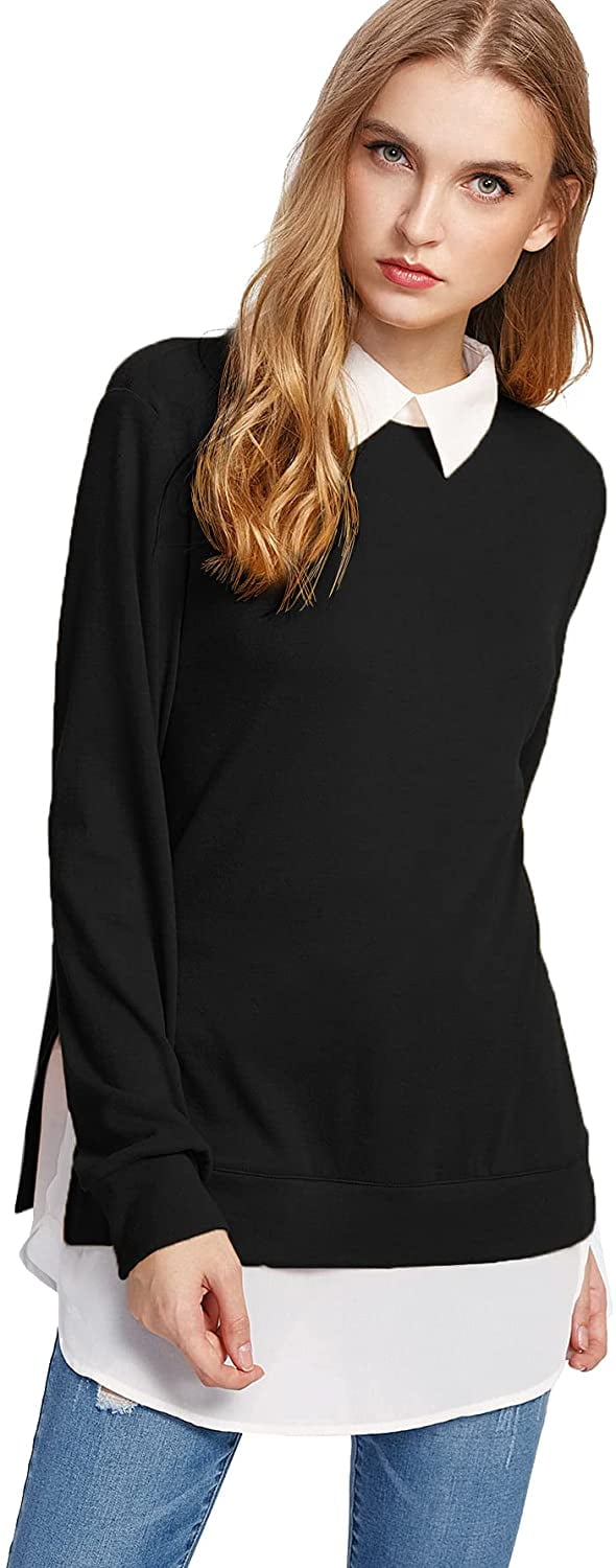 Romwe Women's Classic Collar Long 