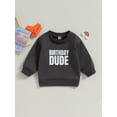 thumbnail image 2 of Qtinghua Toddler Baby Boys Birthday Outfit Letter Print Fall Sweatshirt Long Sleeve Pullover Tops Autumn Clothes Gray 3-4 Years, 2 of 8