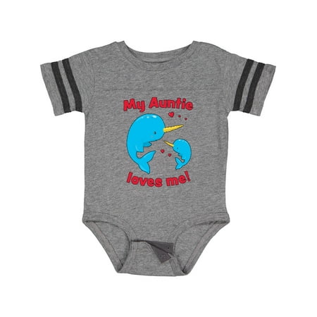 

Inktastic My Auntie Loves Me Narwhal Family Gift Baby Boy or Baby Girl Bodysuit