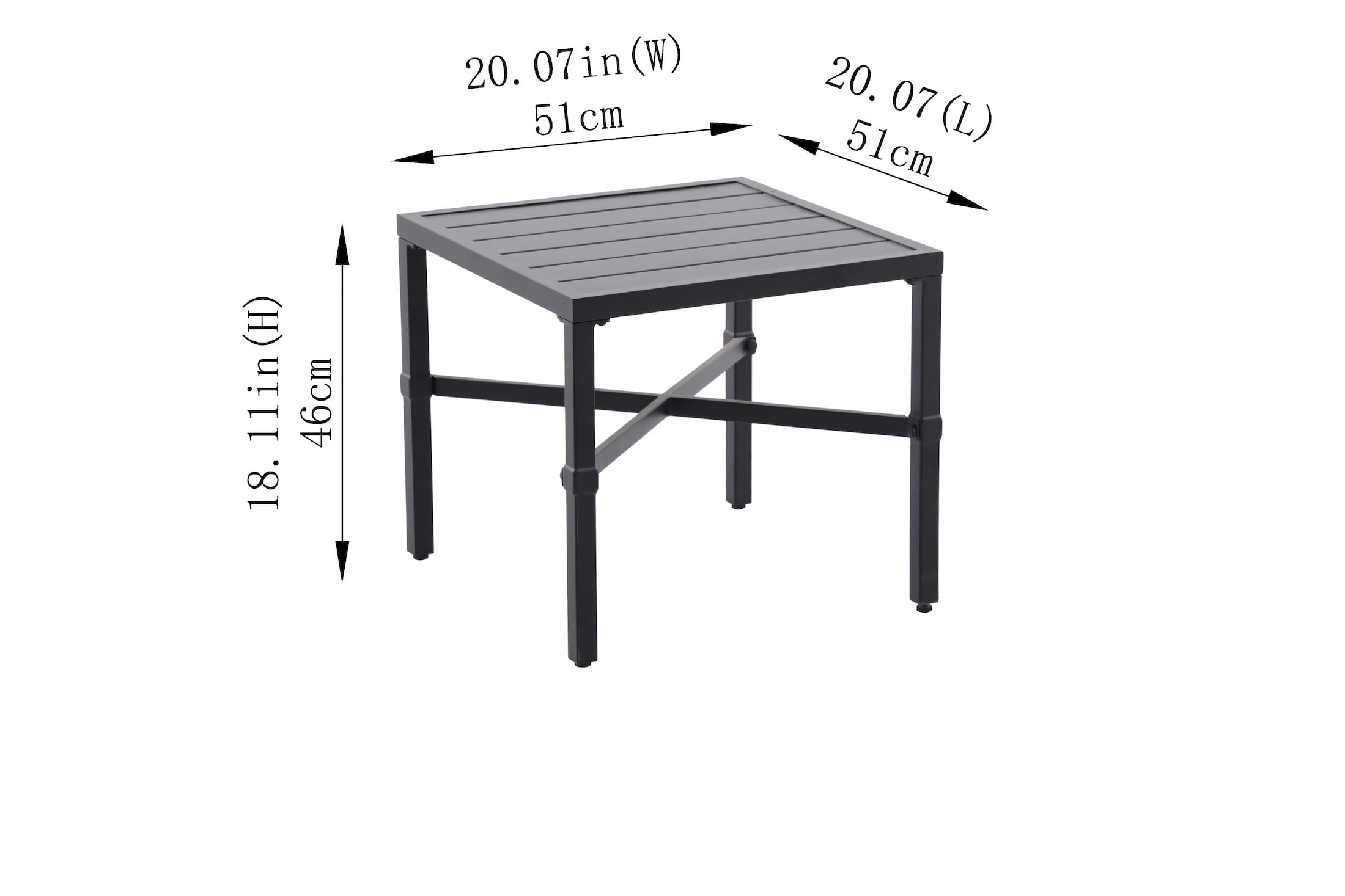 My Texas House Cambria Outdoor Steel End Table, Black