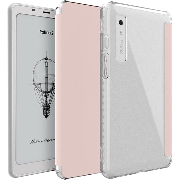 TUDIA SKN FLIP V2 Case for Onyx Boox Palma 2 (2025), Slim Folio Protective Cover with Auto Wake/Sleep, TPU Transparent Back, Clear Pink
