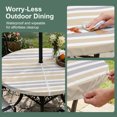 thumbnail image 5 of Round Outdoor Tablecloth with Umbrella Hole and Zipper, Khaki Stripes Tablecloth with Elastic Waterproof, Modern Minimalist Horizontal Ombre Lines Patio Table Covers for 36" - 44" Picnic Pool Tables, 5 of 9