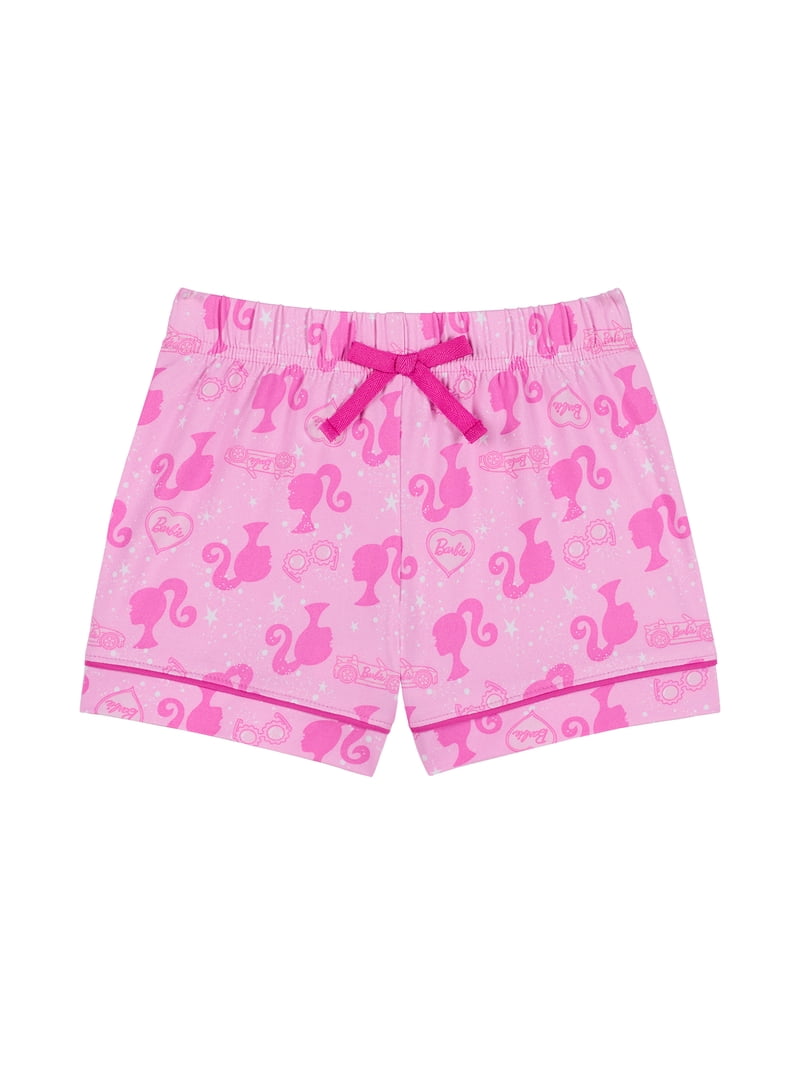 Ensemble Pyjama Filles Barbie - Haut Manches Courtes, Short Et Chouchou - Imprimé Rose Ondulé Graphique