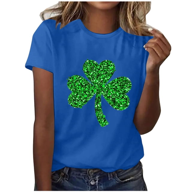 Camisas de Manga Corta para Mujeres Moda Casual Mujeres Camisa de Impresión Casual Cuello Redondo Pullover Tee Blusas de Manga Corta Casuales para Mujeres