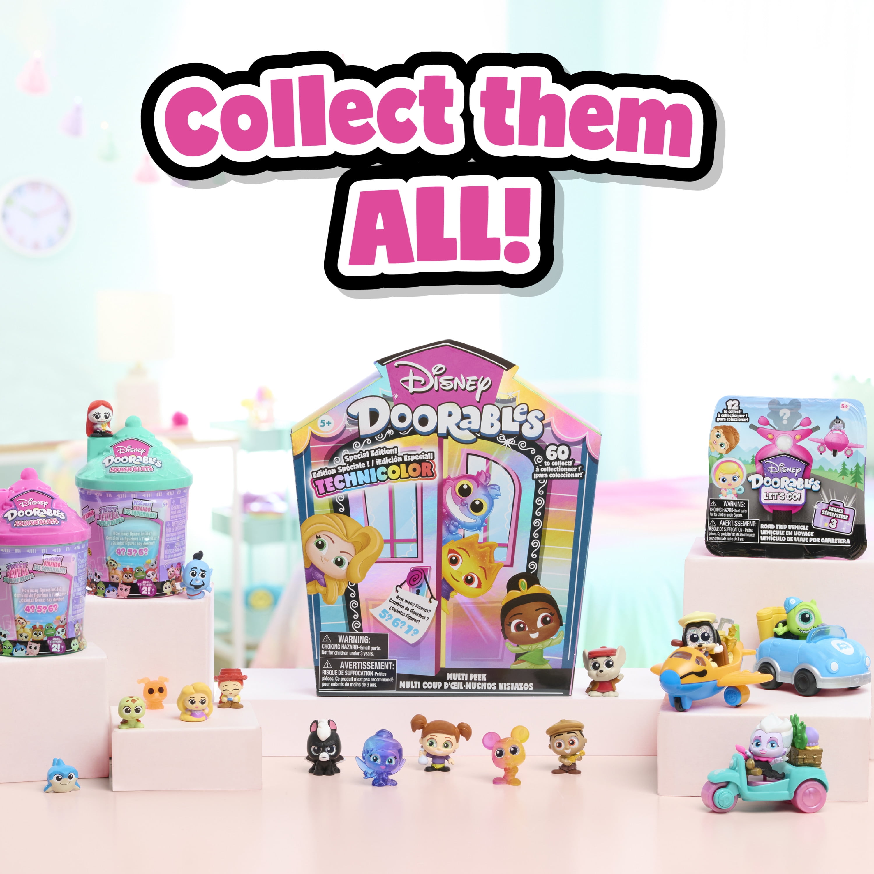 Just Play Disney Doorables Multi Peek Technicolor Takeover, 1.5-inch Collectible Figurines, 5-7 Figures Inside, Kids Toys for Ages 5 Up