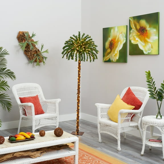 Nearly Natural 6' Prelit Christmas Palm Artificial Tree