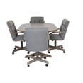 thumbnail image 6 of Caster Chair Company 5-Piece 42x[42/60] Caster Dining Set Wood Edge Laminate Table Top & Smoke Chairs, 6 of 23