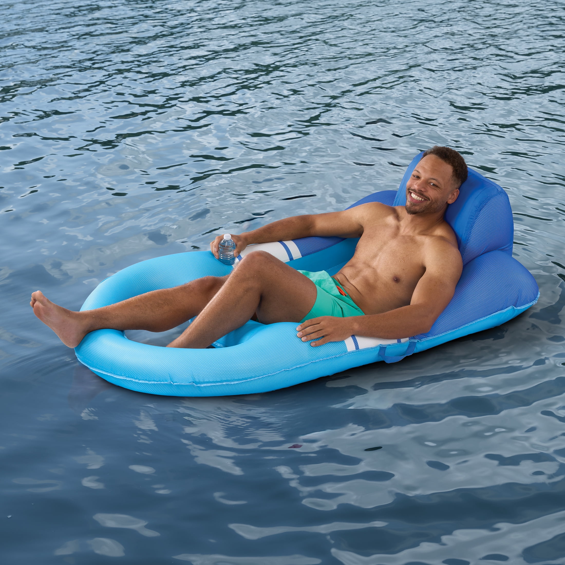 (2 pack) Ozark Trail Inflatable Mesh Relax Lounge, Blue & White