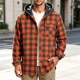 thumbnail image 5 of Trendy Men's Plaid shacket,Button Down Hooded Long Sleeve Open Front Jacket Coats, with Drawstring and Check Pocket,Casual Outfits, 5 of 6